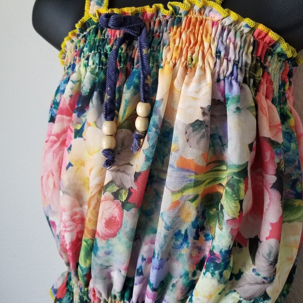 Lele For Kids Floral Halter Shirred Top Size 7/8 - Picture 3 of 9
